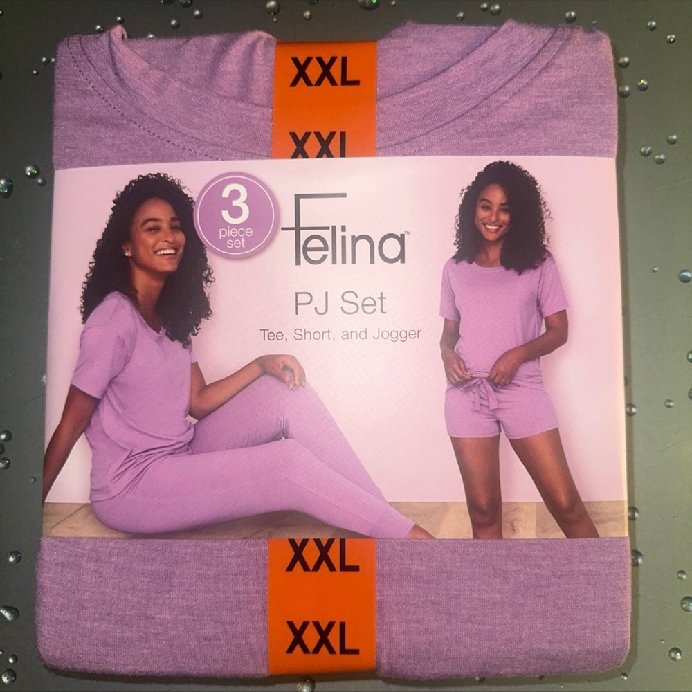 Felina Purple PJ Set - Tee, Short, and Jogger